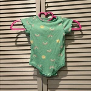 Green Kids One Piece with Rainbow and Sun Print